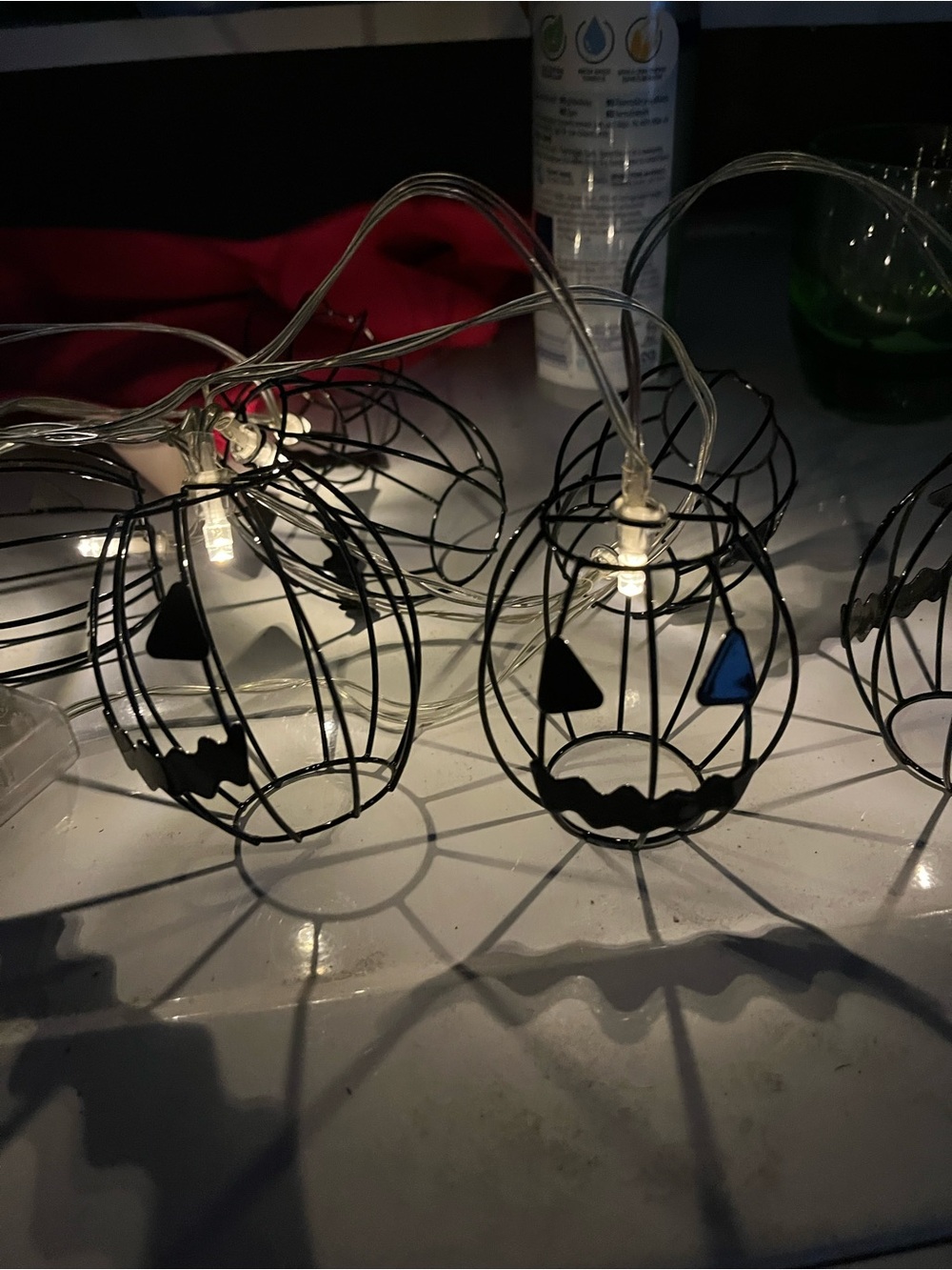 Rustic Metal Jack-o’-lantern String Lights 72in/6ft Lightweight Soft Glow